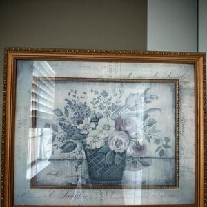 Kimberly Poloson "Carte Postale I" French Country Floral Framed Art